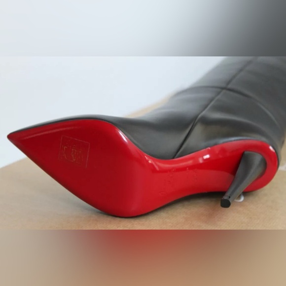 Christian Louboutin - NEW Black Leather Astrilarge Knee High Boot - Size 35.5 - Picture 10 of 12